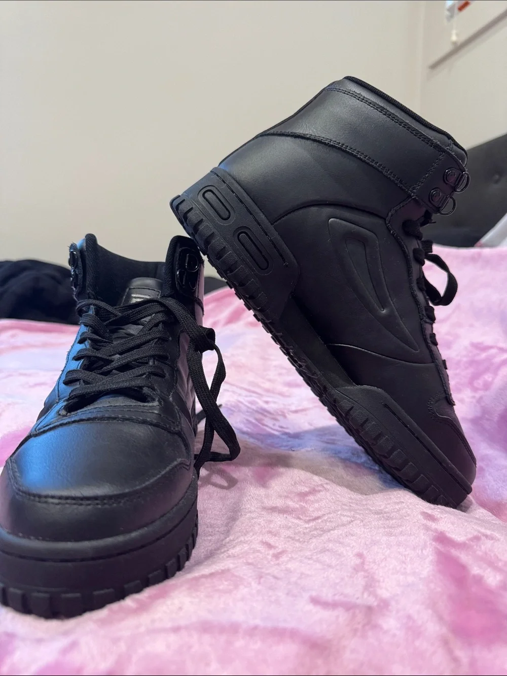 Fila Black Leather High-Top Sneakers